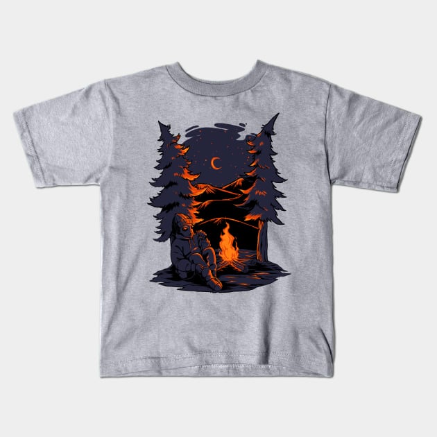 Alien camping Kids T-Shirt by Alien Version